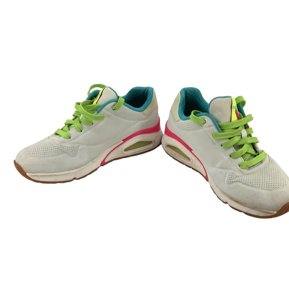 Skechers Womens Sneakers Size 6.5 White Neon Pink & Green Athletic Shoes - Picture 6 of 8